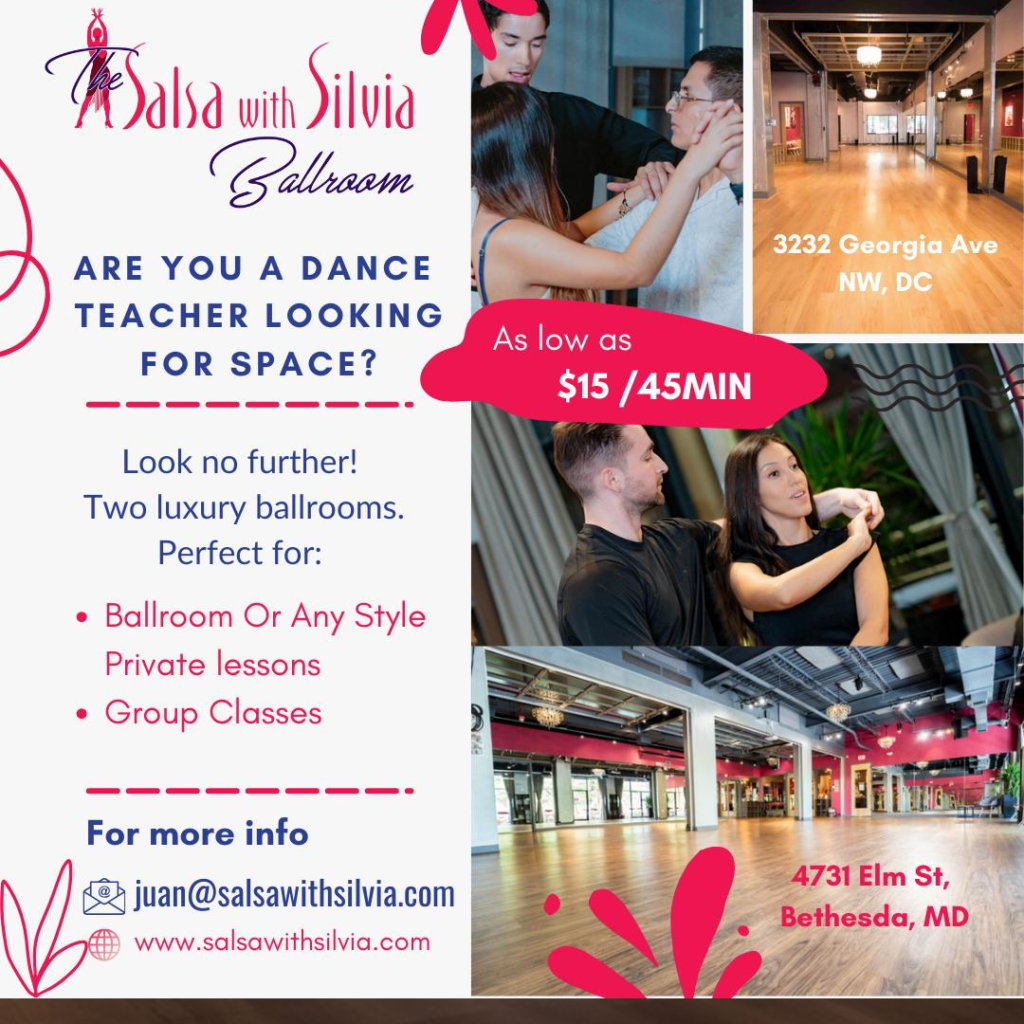 Affordable Rental space for ballroom private lessons in DC and Bethesda.