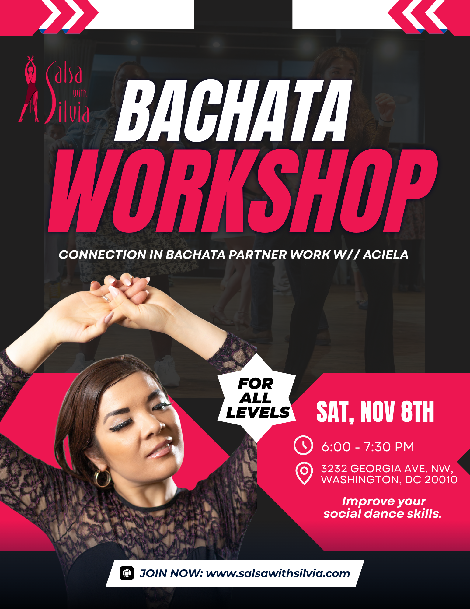 Bachata Dominicana Workshop for all levels CONNECTION IN BACHATA PARNERWORK workshop in Washington DC