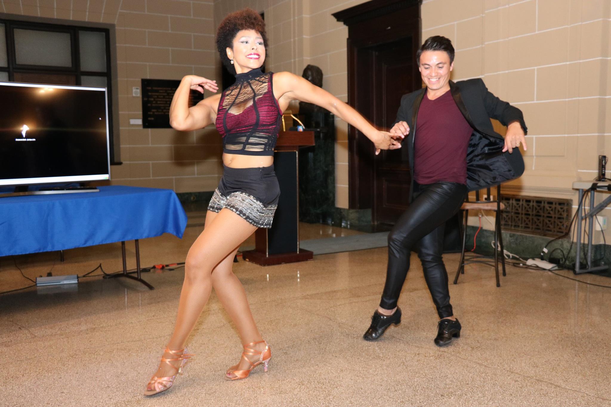 Instructors Chivonnie and Mario perform at NBC4’s Hispanic Heritage Month Event