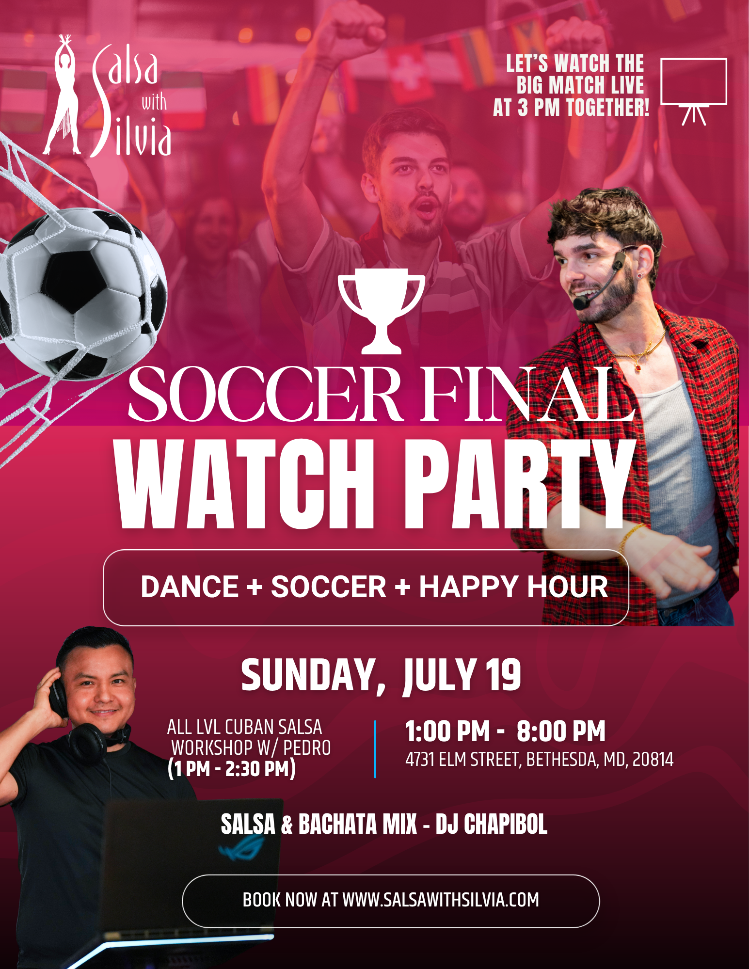 DMV Soccer Final Watch Party. Salsa & Bachata Party in Maryland DMV Soccer Final Watch Party. Salsa & Bachata Party in Maryland