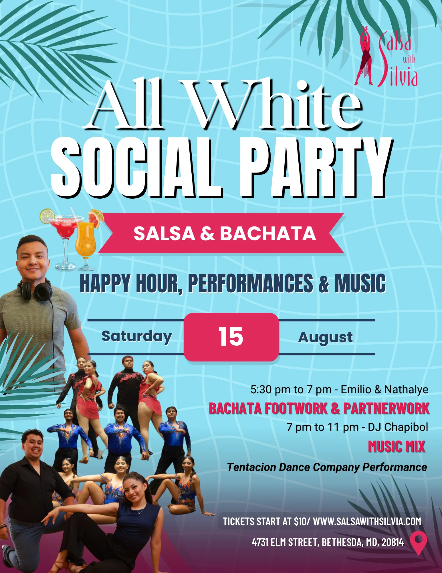All White Salsa & Bachata Social Party in Bethesda, Maryland
