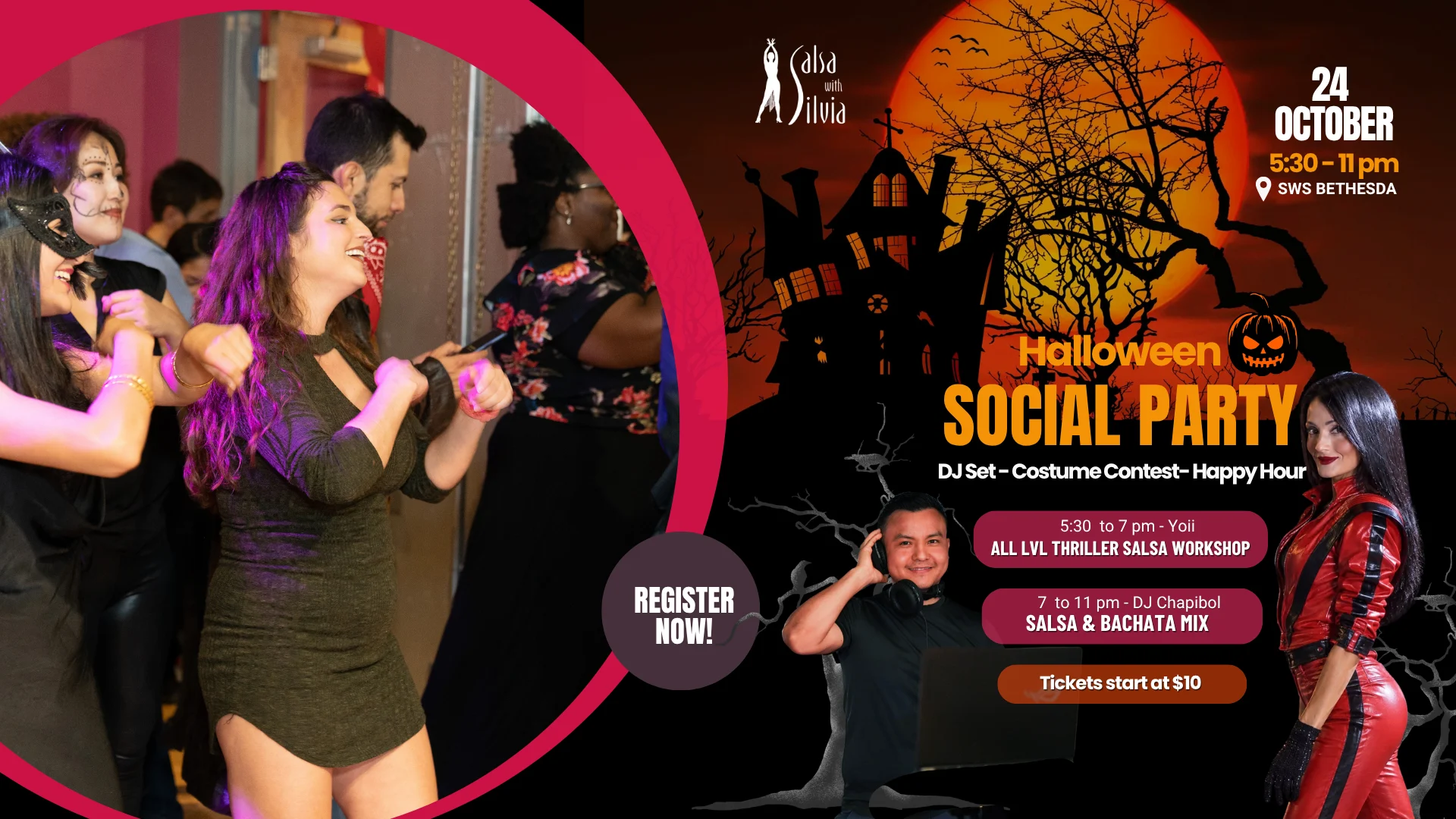 Halloween Salsa & Bachata Social Party in Bethesda, Maryland Halloween Salsa & Bachata Social Party in Bethesda, Maryland