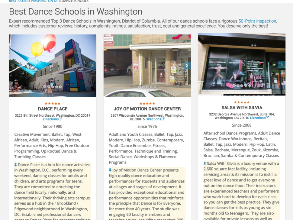 Salsa With Silvia is in the top three best dance schools in DC